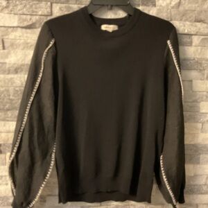 Harper Black Sweater with Embellished Sleeves